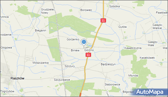 mapa Górzno, Górzno gmina Ostrów Wielkopolski na mapie Targeo
